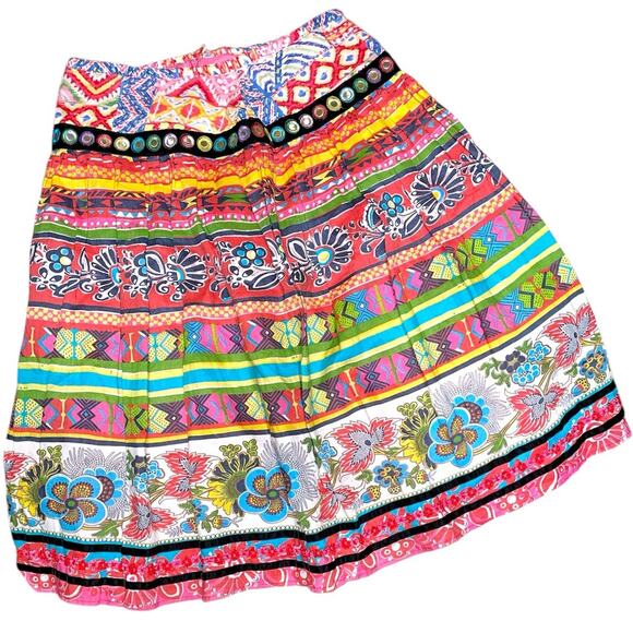 WD.NY Multicolor Festive Boho Lined Skirt size Medium - Picture 1 of 11